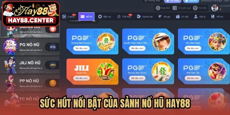 Sức hút nổi bật của sảnh nổ hũ HAY88